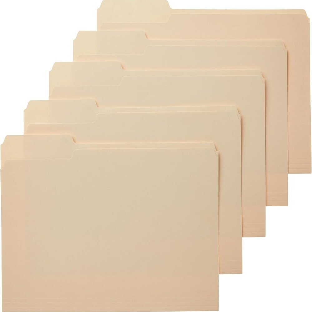 File Folders with Tabs for Filing, 1/3-Cut Tab, Assorted Positions, 8.5x11 inche